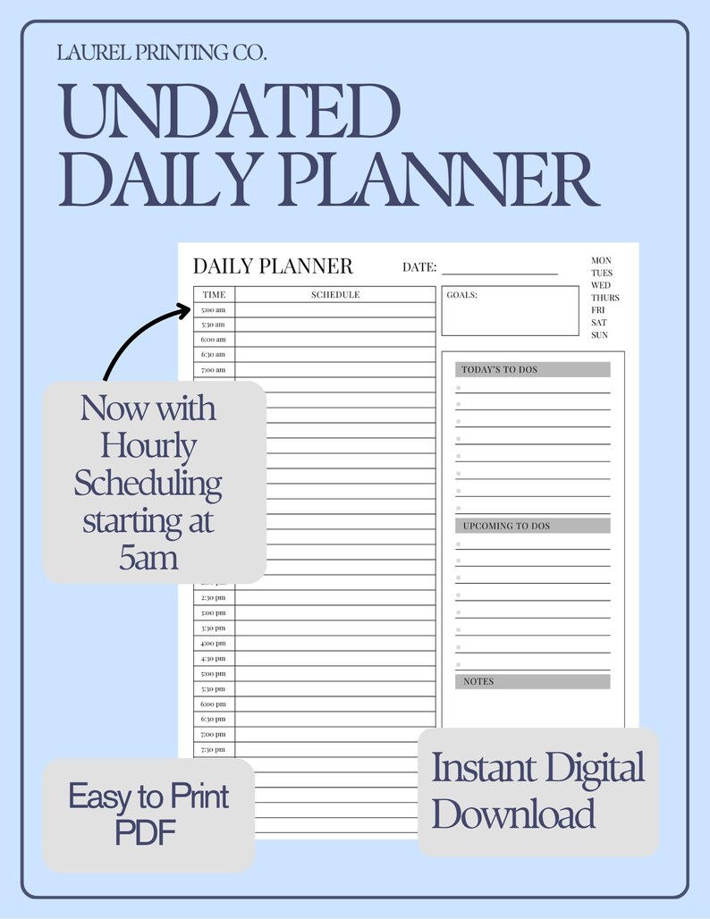 Simple Daily Planner Printable to Organize Your Schedule | Undated | to ...