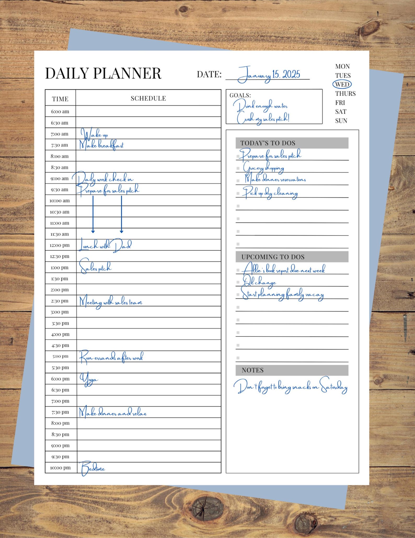 Simple Daily Planner Printable | Undated | Easy-to-print PDF | Hourly ...