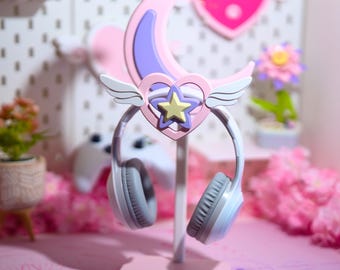 Magical Girl Headphone Stand – Heart, Moon, Customizable Accessories