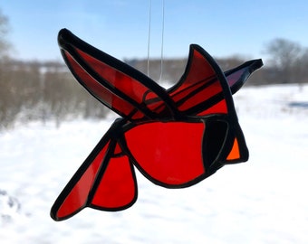 Cardinal Suncatcher | Stained Glass Bird | 3D Mini Birb style