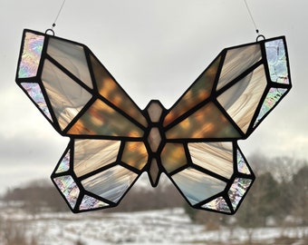 Butterfly Suncatcher | Geometric Stained Glass | Pastel