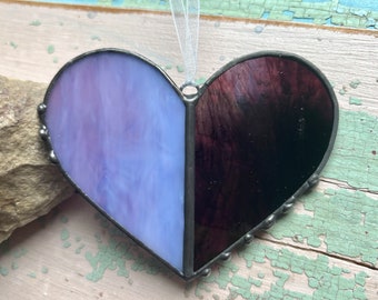 Stained Glass Heart Suncatcher | Valentines Gift | Window Decoration | Purple