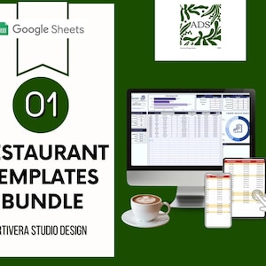Restaurant Templates Bundle, Digital Download, Editable Google Sheets, Easy to Use for Restaurant Owners, Cafe Managers