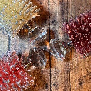 Set of 3 each 5 Hand-Dyed Wine, Pink, & Cream Bottle Brush Trees with Silver Glass Knobs image 4