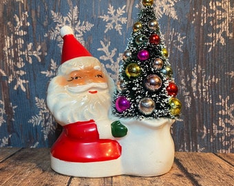 Vintage 50’s Brinn’s Santa with Decorated Tree