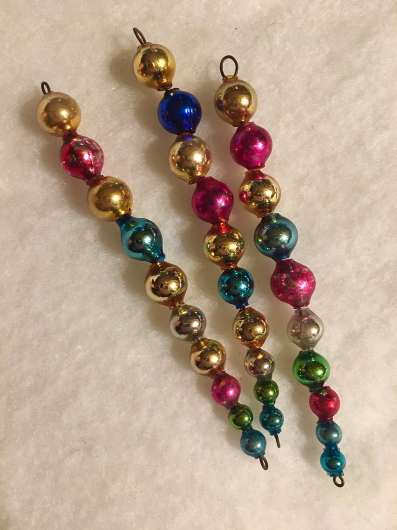 Set of 3 4 Vintage Mercury Glass Bead Icicle Ornaments Etsy