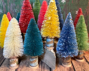 One Vintage Style “Merry” Spool Bottlebrush Tree