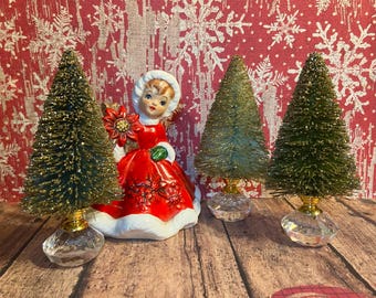 Encore Snow Buddies Figurine: Vintage Resin Snowman Knitting, 1999