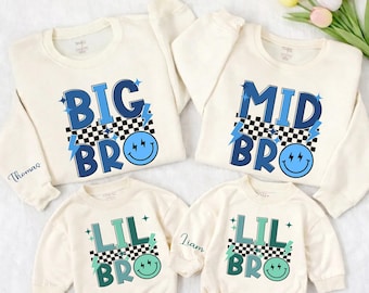 Personalized Big Brother Little Brother Matching Outfits, Custom Name Big Bro Lil Bro Sweatshirts, New Baby Announcement Gift Bubble Romper