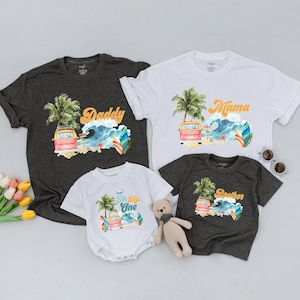 1st Birthday Shirt, Surfing Birthday Outfit, Family Matching Shirts, Mom of the Birthday Boy, Personalized Toddler Shirt