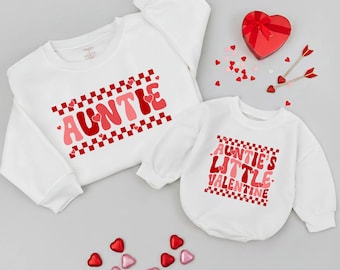 Auntie and Niece Matching Valentine Shirts, Auntie’s Little Valentine Romper, Auntie and Me Outfit, Baby Romper Gift, Baby Gifts from Auntie