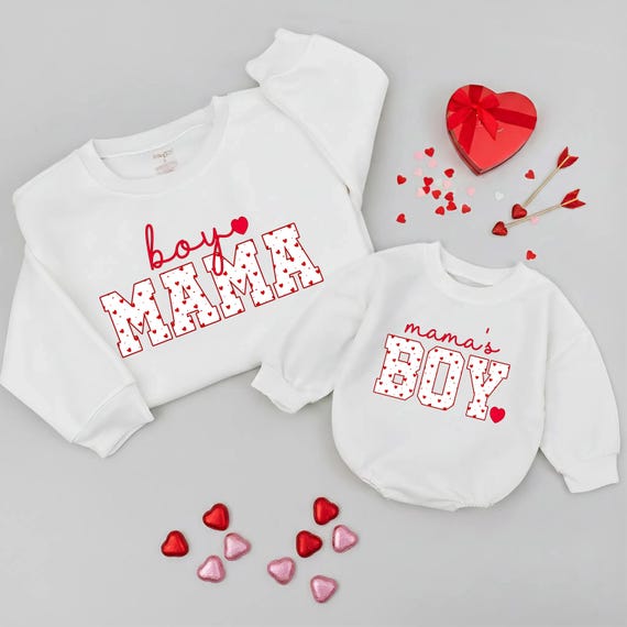Mama & Mama's Boy Valentine Sweatshirts, Mommy and Me Valentines Day Shirts, Mom Baby Outfit, Mom And Son Sweatshirt, Mothers Day Shirt