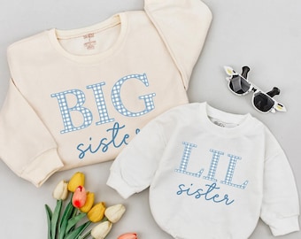 Big Sister and Lil Sister Matching Sweatshirt, New Big Sister Sibling Shirts, Sister Sibling Outfit, Cute Matching Outfit, Baby Announcement