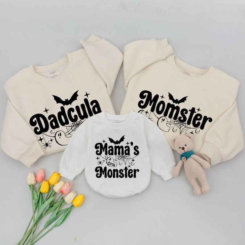 Momster and Dadcula Matching Family Halloween Sweatshirt, Matching Family Outfits, Mommy and Me Monster, Halloween Shirt, Family Shirts image 6