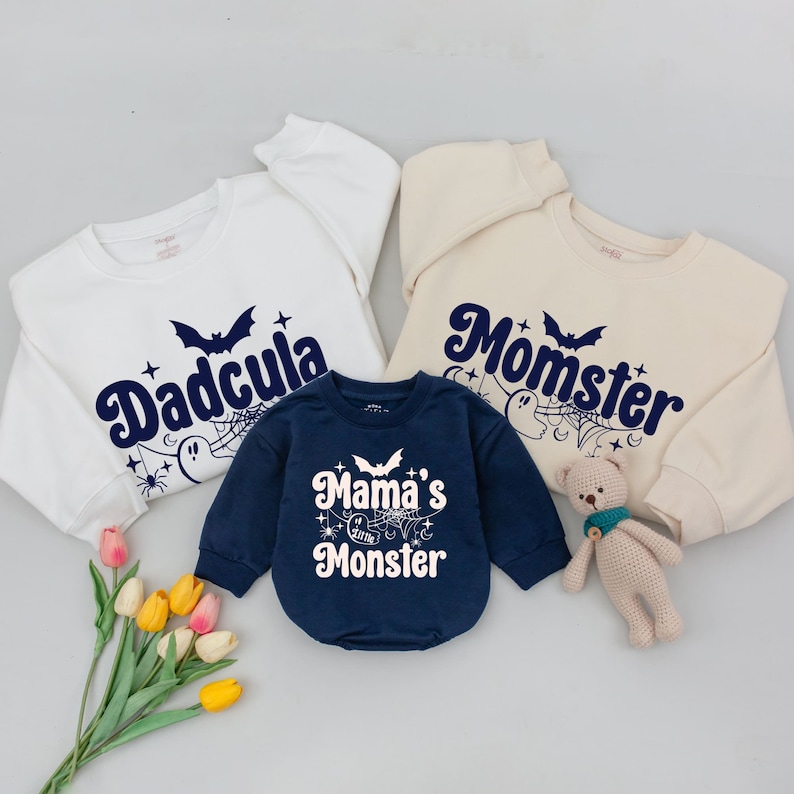Momster and Dadcula Matching Family Halloween Sweatshirt, Matching Family Outfits, Mommy and Me Monster, Halloween Shirt, Family Shirts image 5