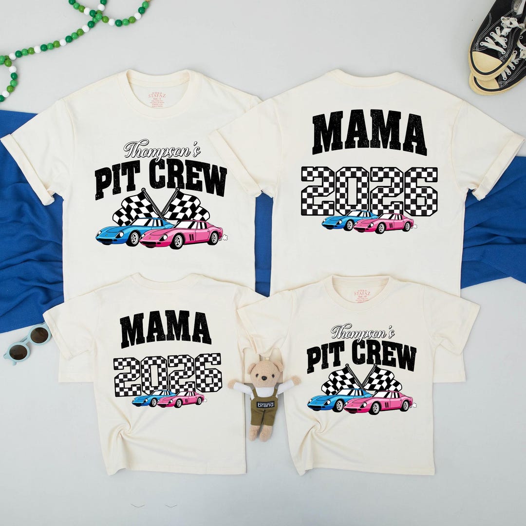 Personalized Name Girl Pink Race Car Birthday Family Matching Shirts ...