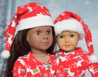 Christmas Doll Sleepwear, Cotton Knit Sleepwear, Sized to Fit Most Popular 18" Dolls, Nightgown & Mask (NO HAT), Girl Gift