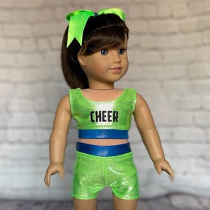 Doll Cheer Outfit: Lime, Ocean Blue & Black - Fits 18&quot; Dolls