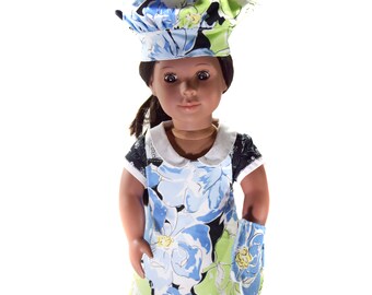 Handmade Doll Chef Set: Cotton Apron, Hat & Mitt - Fits 18" Dolls