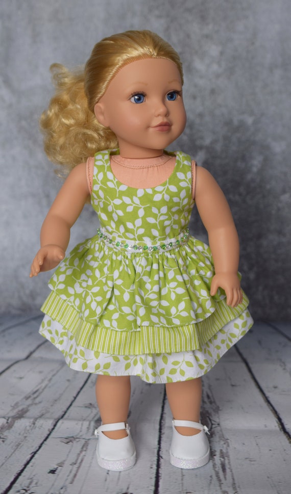 Cotton Doll Dress, Sleeveless Party Dress with 3-layer Skirt, Dress with Sequin Details, Sized for 18" Dolls, Doll Clothing, Girl Gift A112