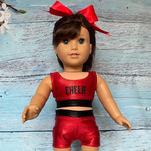 Cheer Practice Doll Outfit: Red & Black, Fits 18&quot; Dolls