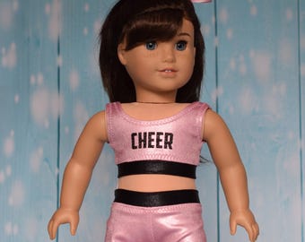 Doll Cheerleading Outfit: Pink & Black Practice Suit for 18" Dolls