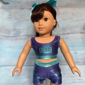 Cheer Doll Outfit: Grape, Blue & Turquoise - Fits 18" Dolls