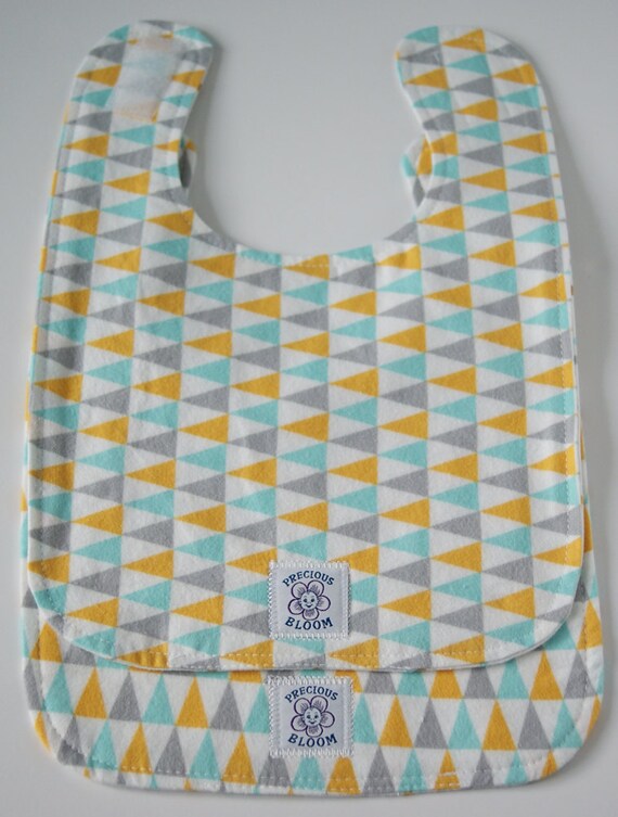 Organic Baby Bibs, Certified Organic Cotton Flannel Large Baby Bibs (Set of 2), Quality Hand-made Bibs, Organic Baby Shower Gift B106