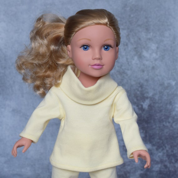Cotton Doll T-shirt, Organic Knit T-Shirt with Cowl Neck, Sized to Fit Most 18" Dolls, Quality Hand-made Shirt, Doll Clothing, Girl Gift