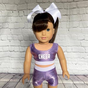 Doll Cheerleading Outfit: Mauve & White Practice Suit for 18&quot; Dolls