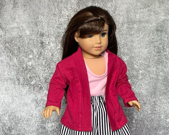 Bamboo Doll Jacket, Raspberry Bamboo Knit Jacket, Raspberry Doll Jacket, Fits Most 18" Dolls, Doll Clothing, Girl Gift