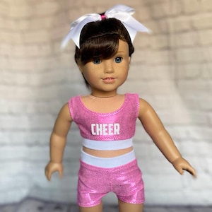 Doll Cheerleading Outfit: Bubblegum Pink & White, Fits 18&quot; Dolls