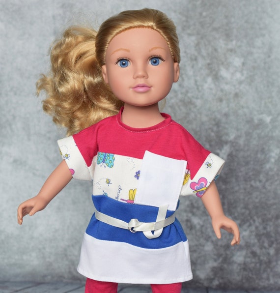 Cotton Doll Outfit, Casual Cotton Oversize T-shirt, Leggings and Belt, Sized to Fit Most 18" Dolls, Doll Clothing, Girl Gift   A124