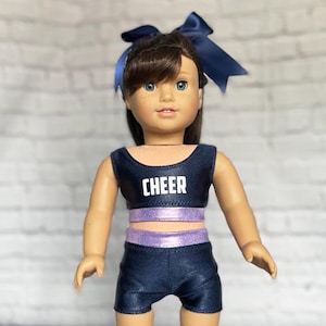 Doll Cheer Practice Outfit: Navy, Mauve & White - Fits 18&quot; Dolls