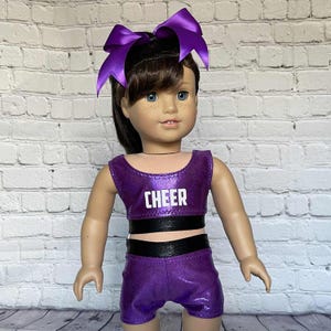Doll Cheerleading Outfit: Violet, Black & White - Fits 18&quot; Dolls