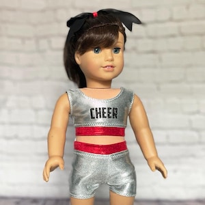 Cheer Practice Outfit for 18&quot; Dolls: Red, Silver & Black