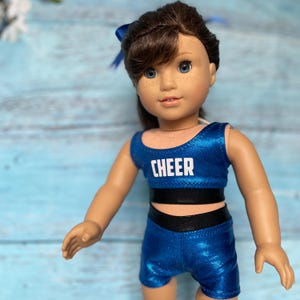 Cheer Practice Outfit: Royal Blue Doll Clothes for 18-inch Dolls