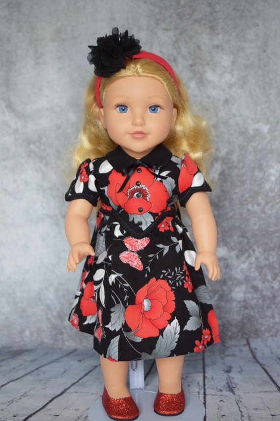 2-piece Doll Outfit, Royal Blue T-shirt with Short Sleeves and Round Neckline, Full Floral Skirt with Lace Trim, Fits Most 18" Dolls