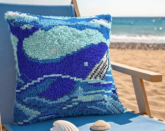 Kit para hacer almohadas con gancho - Kit de diseño de la Gran Ballena Azul