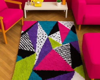 Latch Hook Rug Making Kit - Geo 80s Retro 100x60cm