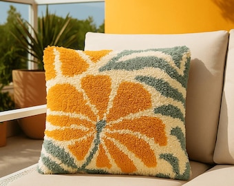 Latch Hook Pillow Making Kit - Boho Plush Petals - Creative Craft Project