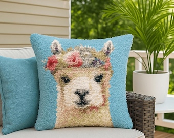 Kit para hacer cojines con gancho - Adorable alpaca - Divertido proyecto de manualidades