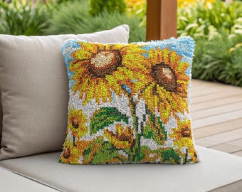 Kussenmaakset met haaknaald - Zonnebloem Zonnige Dag Design