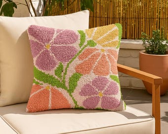 Latch Hook Pillow Making Kit - Boho Botanic Beauty - Crafting Adventure