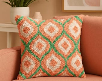 Latch Hook Pillow Making Kit - Shabby Chic Pink Pattern - DIY Craft Project