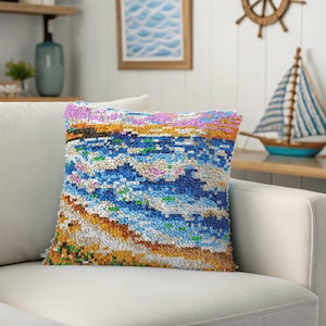 Zestaw do robienia poduszek z haczykiem - projekt Sunset Crashing Beach Waves
