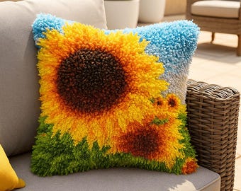 Latch Hook Pillow Making Kit - Sunflower Bliss - Crafty Project