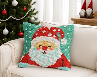 Latch Hook Pillow Making Kit - Christmas Santa - Crafting Fun Kit