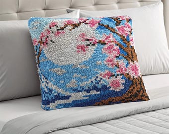 Latch Hook Pillow Making Kit - Cherry Blossom Tree Design Kit