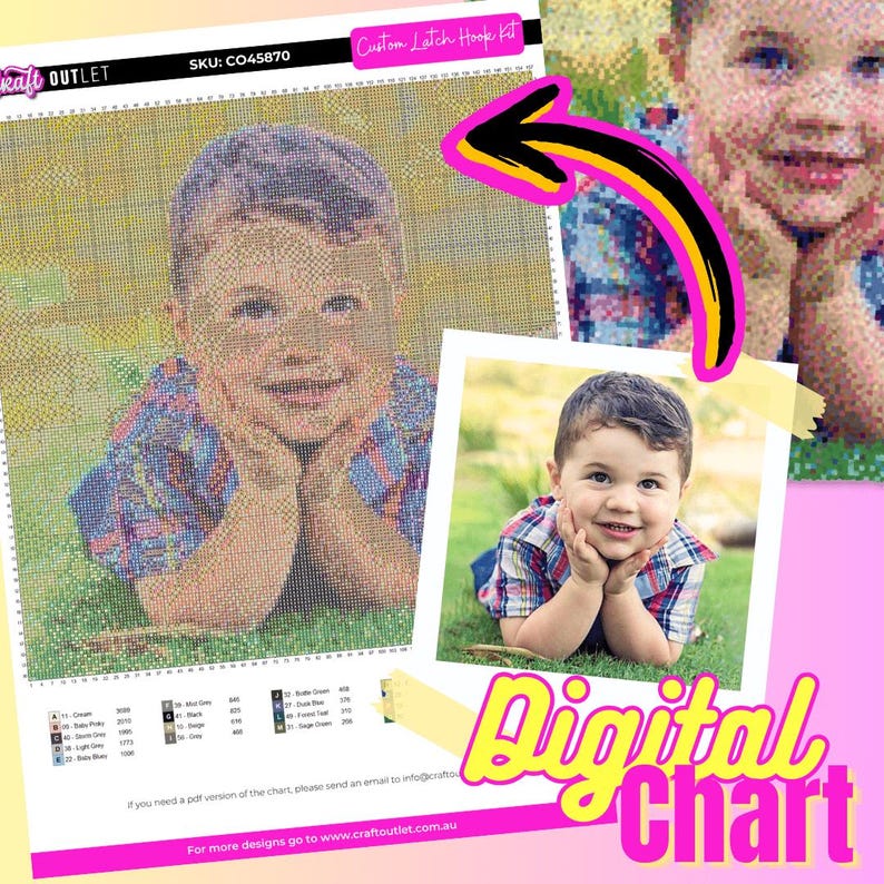 Gráfico digital personalizado para alfombras con gancho de pestillo imagen 1